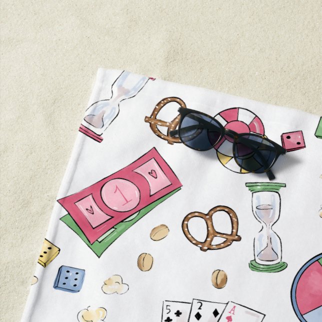 Board Game Family Game Night Family Beach House Beach Towel (In Situ)