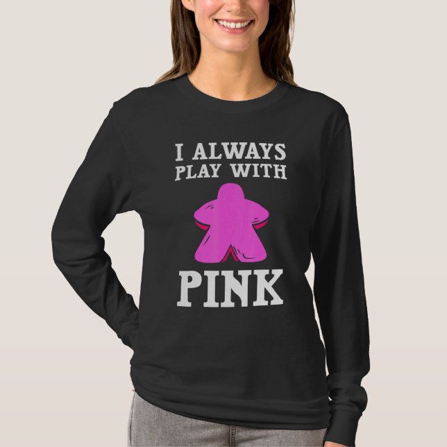 Board Game For Men Women Pink Meeple Token T-Shirt (Front)