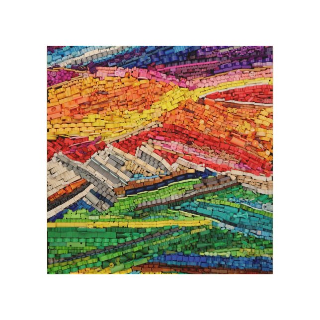 Board Game Pieces Abstract Landscape Wood Wall Art (Front)
