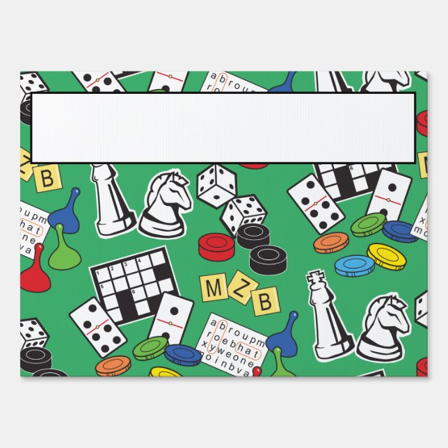 Board Games, Game Night, Crossword Theme Sign (Front)