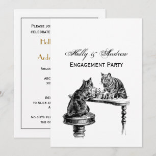 Board Games: Two Cats playing a Chess Match Invitation