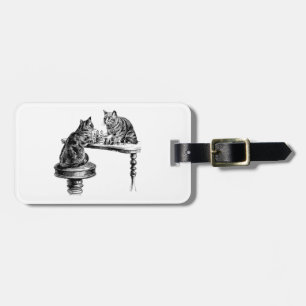 Board Games: Two Cats playing a Chess Match Luggage Tag