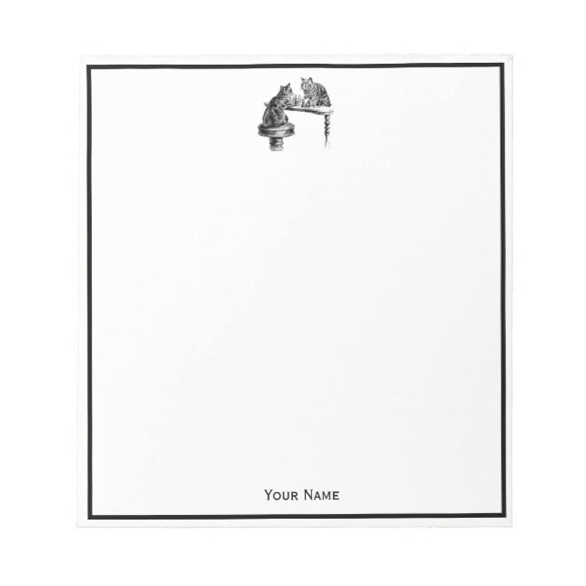 Board Games: Two Cats playing a Chess Match Notepad (Front)