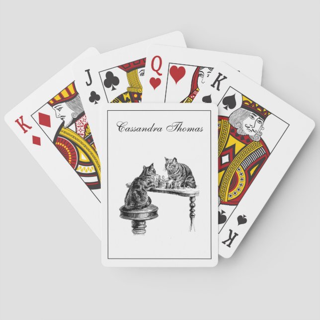 Board Games: Two Cats playing a Chess Match Poker Cards (Back)