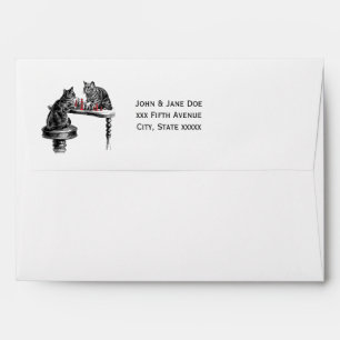 Board Games Two Cats playing Chess Match Red Envelope