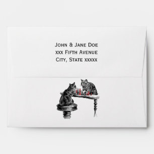 Board Games Two Cats playing Chess Match Red Envelope