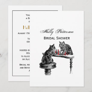 Board Games Two Cats playing Chess Match Red Invitation