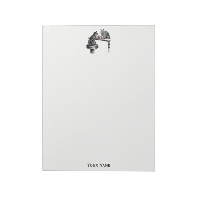 Board Games Two Cats playing Chess Match Red Notepad (Rotated)
