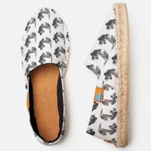 Board Games Two Cats playing Chess White Canvas Espadrilles