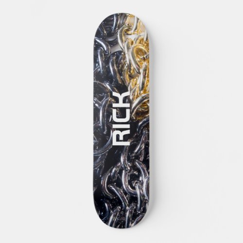 Board Gold Chain Black Unisex Personalized Skateboard