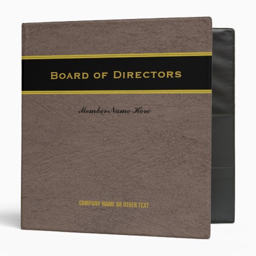 Board of Directors Faux Leather Gold and Black 3 Ring Binder
