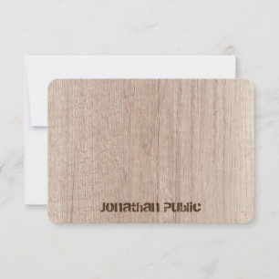 Board Plank Wood Look Distressed Text Elegant Note Card