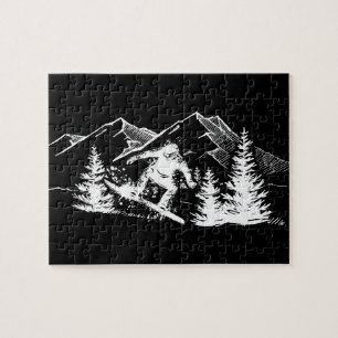 BOARD Snowboard Mountain Flying Board Snowboarder Jigsaw Puzzle