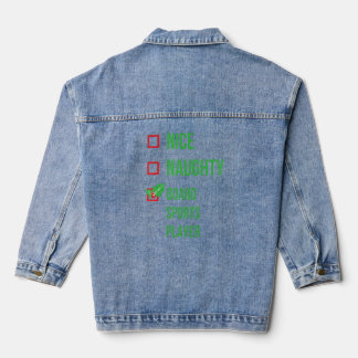 Board Sports Player Funny Pajama Christmas Denim Jacket