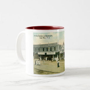 Board Walk, Cape May, New Jersey Vintage Two-Tone Coffee Mug