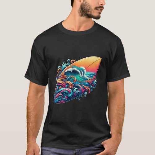 board with waves T_Shirt