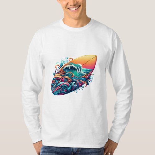 board with waves T_Shirt