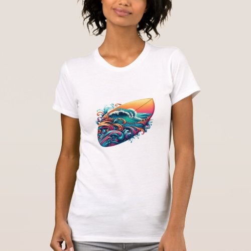 board with waves T_Shirt