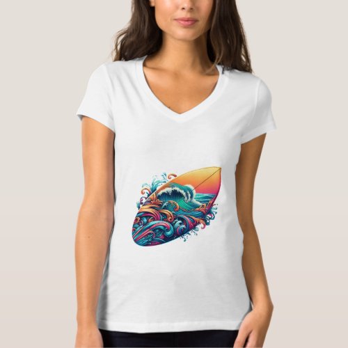 board with waves T_Shirt