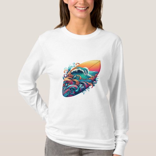 board with waves T_Shirt