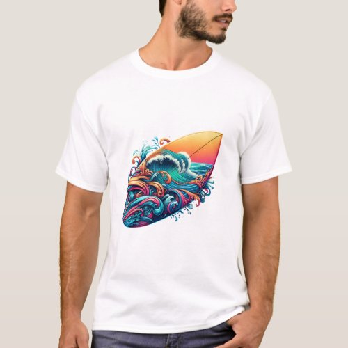 board with waves T_Shirt