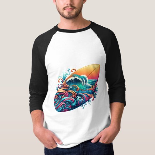 board with waves T_Shirt