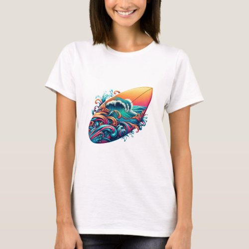 board with waves T_Shirt