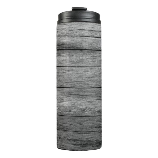 Board wood gray grain texture thermal tumbler (Front)