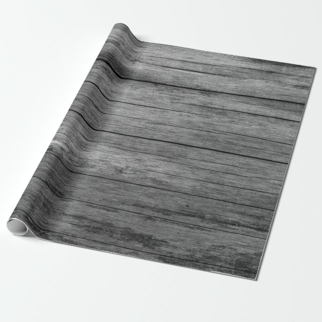 Board wood gray grain texture wrapping paper (Unrolled)