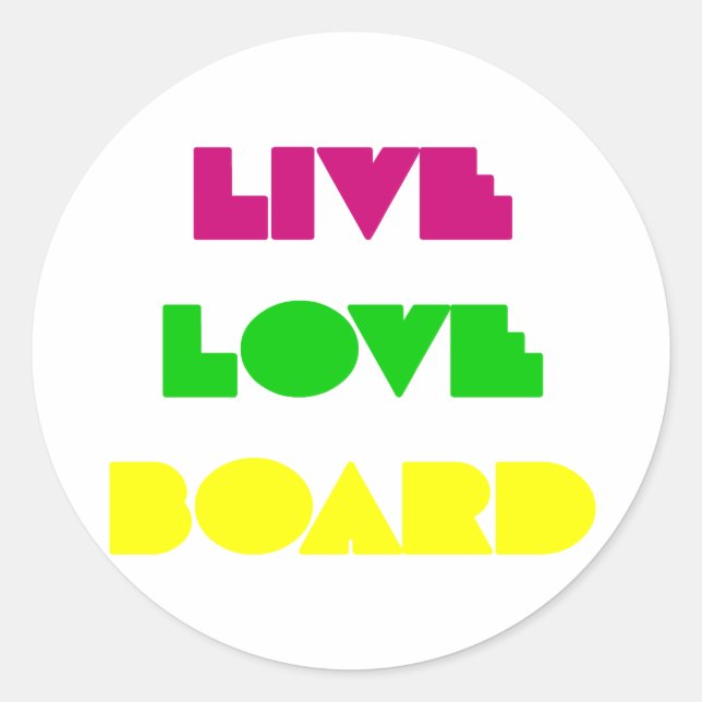 BoardChick Live Love Board Classic Round Sticker (Front)
