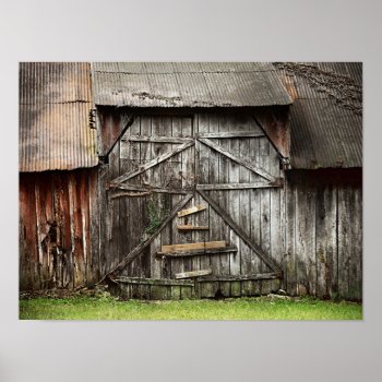 Boarded Up Old Barn Door Poster by WackemArt at Zazzle