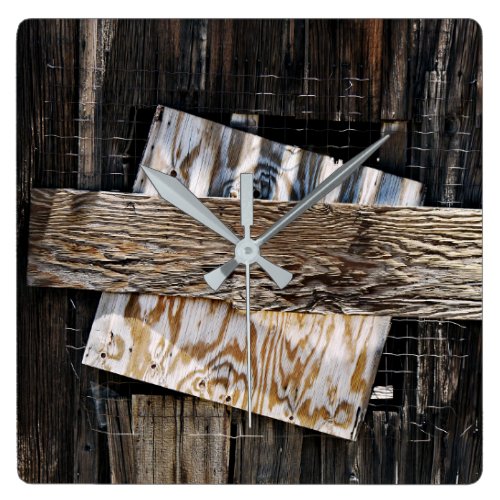 Boarded Up Old Wooden House Window Square Wall Clock