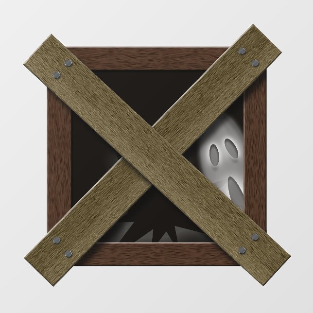 Boarded Up Window With Ghost Halloween Wall Decal (Front)