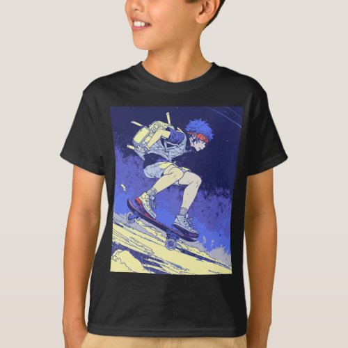 Boarding in Space _ Skateboarder Design T_Shirt