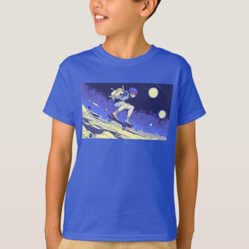 Boarding in Space _ Skateboarder Design T_Shirt