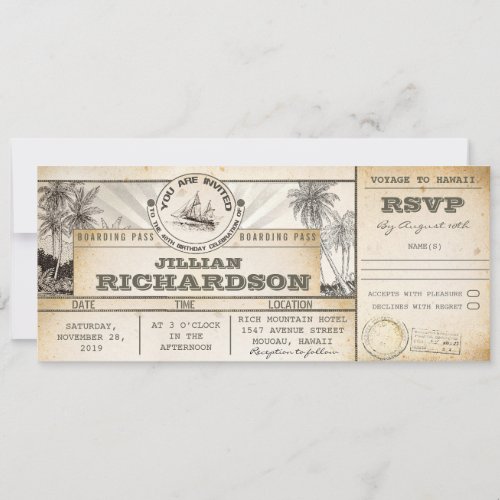 boarding pass 40th birthday tickets- invitations