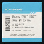 Boarding Pass 6000x6000 (blue) DAM03 Stone Coaster<br><div class="desc">Customize your boarding pass with no additional cost. Change names,  dates,  airports,  etc. Email me at travelaroundspain@gmail.com BEFORE placing your order; I will change the design to fit your needs with no extra costs and in one day (approx.).</div>