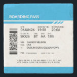 Boarding Pass 6000x6000 (blue) DAM04 Stone Coaster<br><div class="desc">Customize your boarding pass with no additional cost. Change names,  dates,  airports,  etc. Email me at travelaroundspain@gmail.com BEFORE placing your order; I will change the design to fit your needs with no extra costs and in one day (approx.).</div>