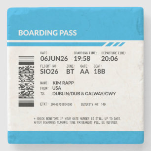 Boarding Pass 6000x6000 (blue) DAM10 Stone Coaster