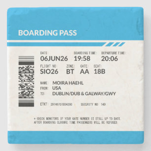 Boarding Pass 6000x6000 (blue) DAM15 Stone Coaster