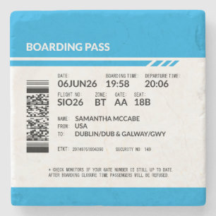 Boarding Pass 6000x6000 (blue) DAM18 Stone Coaster