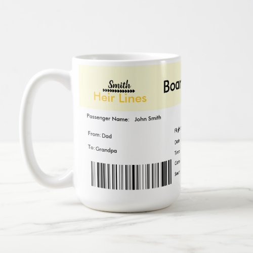 Boarding Pass Adoption Announcement Yellow Coffee Mug