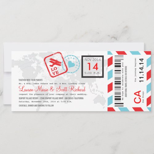 Boarding Pass Airmail Ticket Invitation