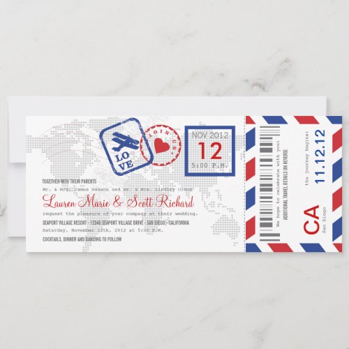 Boarding Pass Airmail Ticket Invitation