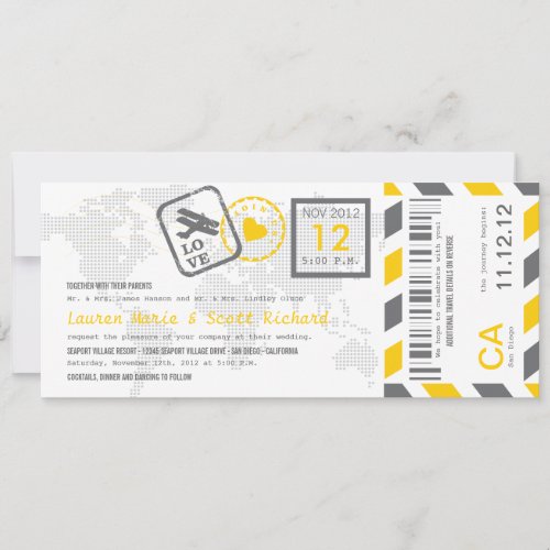 Boarding Pass Airmail Ticket Invitation