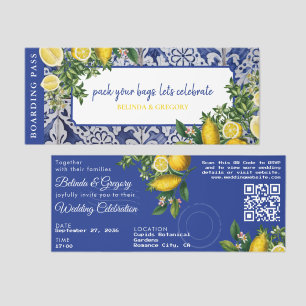 Boarding Pass Amalfi Coast Wedding Invitations Raffle Tickets