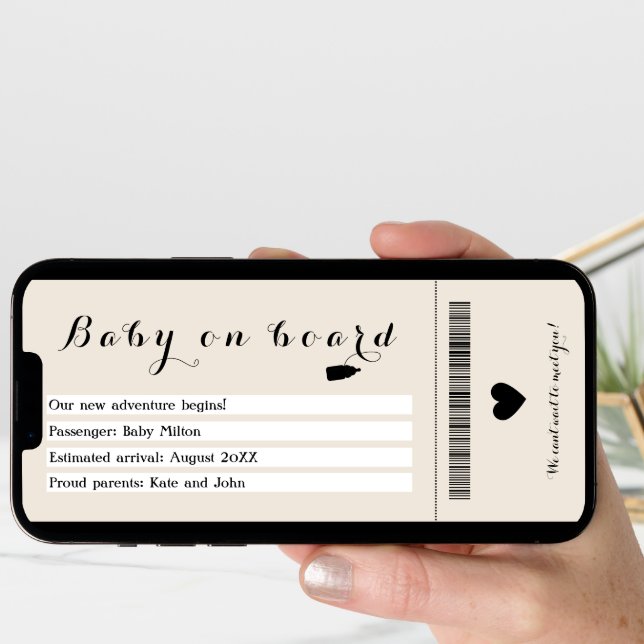 Boarding Pass Baby On Board Travel Pregnancy Announcement (Front Digital)