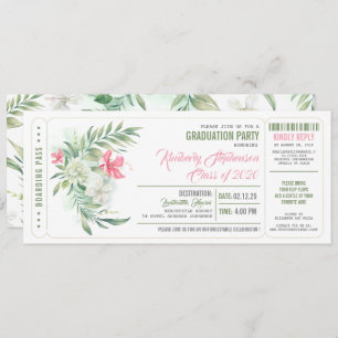 Boarding Pass Beach Graduation Party Tickets Invitation