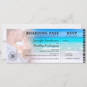 Boarding Pass Beach Photo RSVP & Wedding Invitation