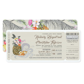 Boarding Pass | Beach Pineapple | Wedding Ticket Card